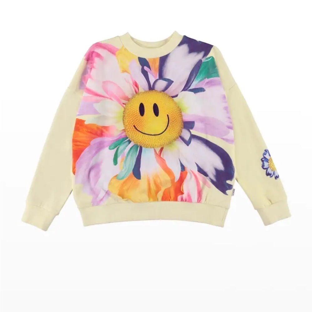 Molo Girl's Maxi Sweatshirt with Smiley Flower 164